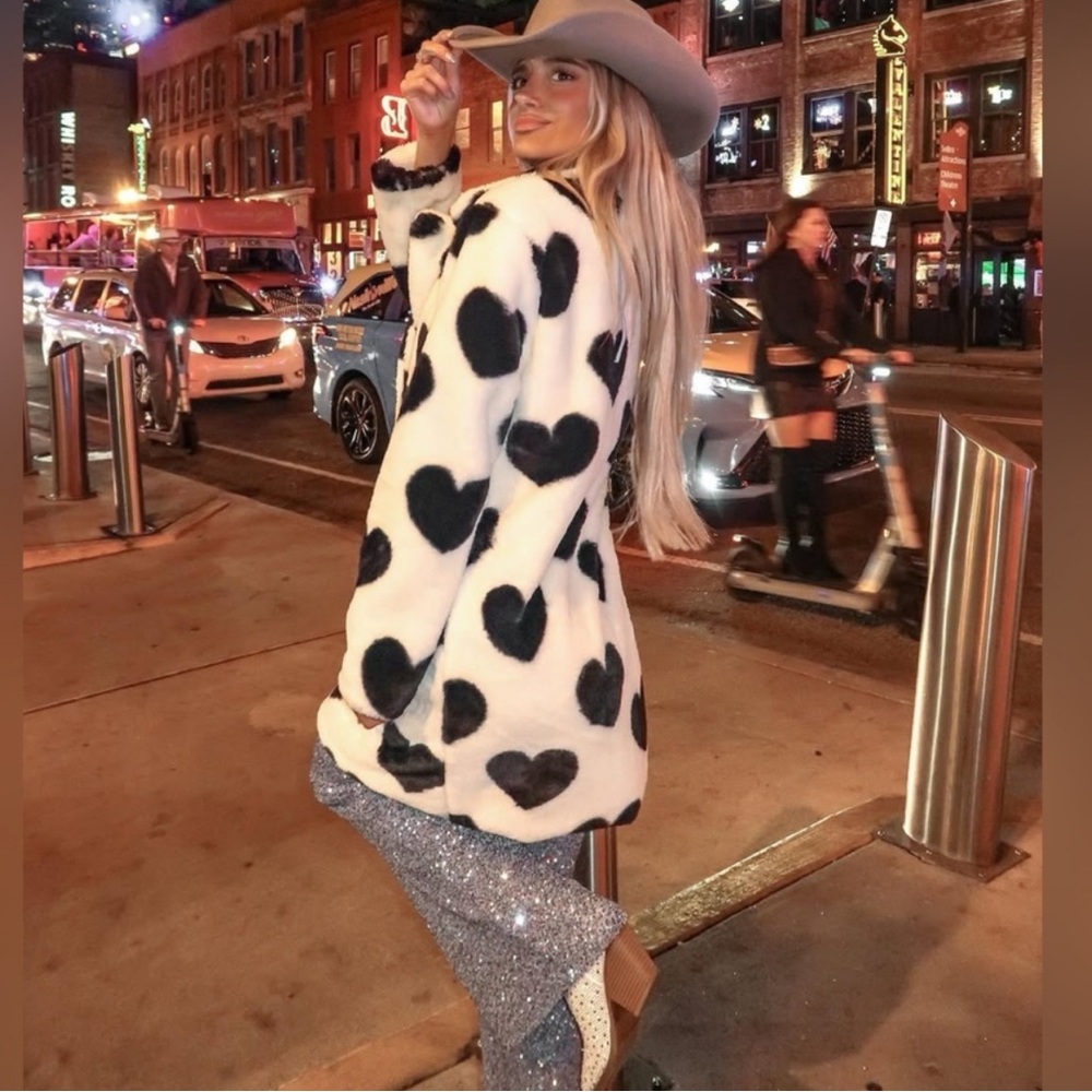 Black Hearts Pari Faux Fur Lux Driving Midi Coat, Fluffy Jacket - Picture 9 of 16